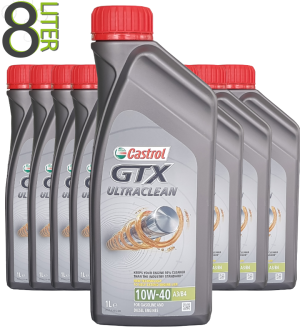 Castrol Motoröl 10W40 GTX Ultraclean 10W40 / 8x1 Liter